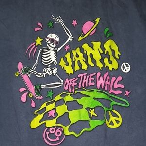 Vans Black Tee with Neon Skeleton and Planet Design